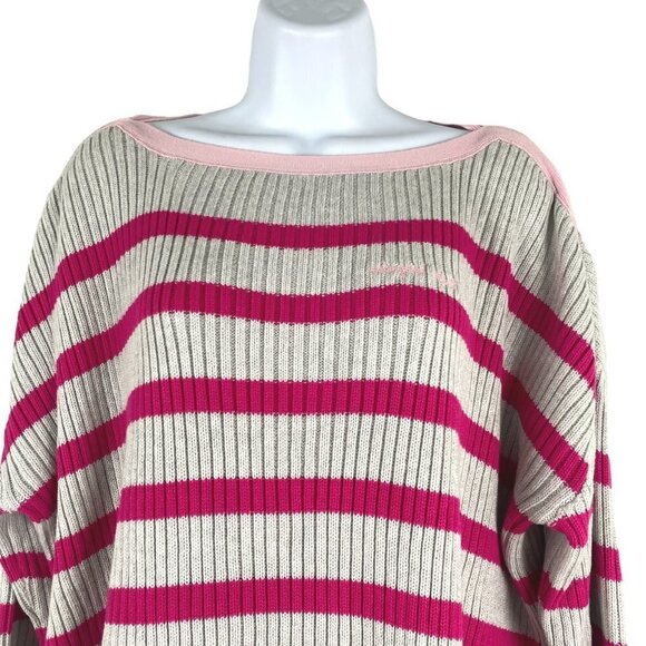 Vineyard Vines Sweater Large Striped Boatneck Gray Pink Cotton Blend NWT FS-1193 - Picture 3 of 10